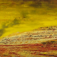 La mort d’un olivier, Acrylique et huile sur bois, 45 x 90cm, 2015